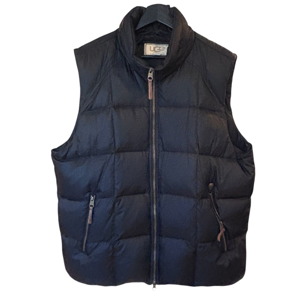 UGG Australia Down Feather Puffer Vest Logo Black Full  Zip Men’s Size XL